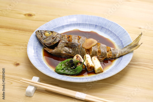 Kuromutsu no Nitsuke ( simmered Japanese bluefish ), Japanese cuisine photo