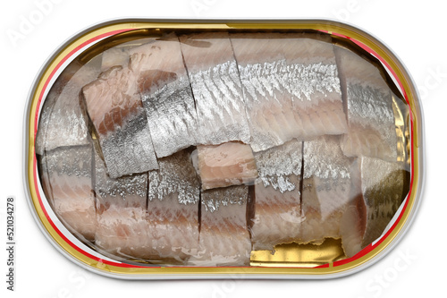 Obraz na płótnie Herring fish in metal jar