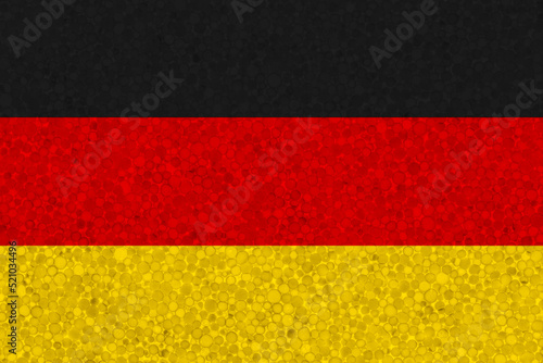 Germany flag on styrofoam texture. national flag painted on the surface of plastic foam