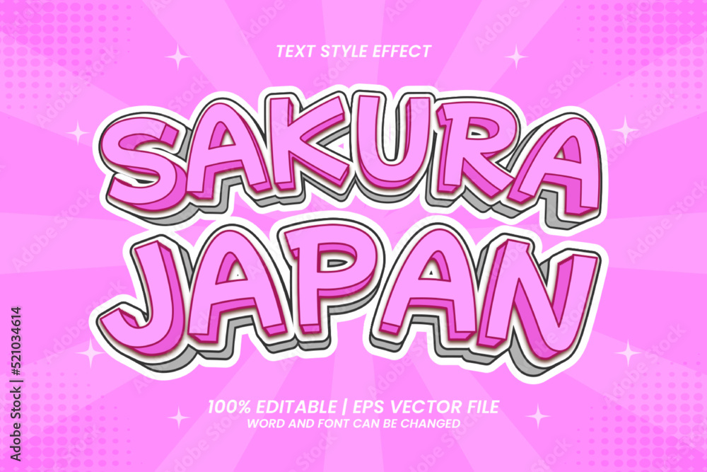Sakura Japan Text Effect Editable 3d Cartoon Style Sakura Japan Text Effect Editable 3d Cartoon Style