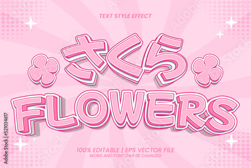 Sakura Flowers Text Effect Editable 3d Cartoon Style