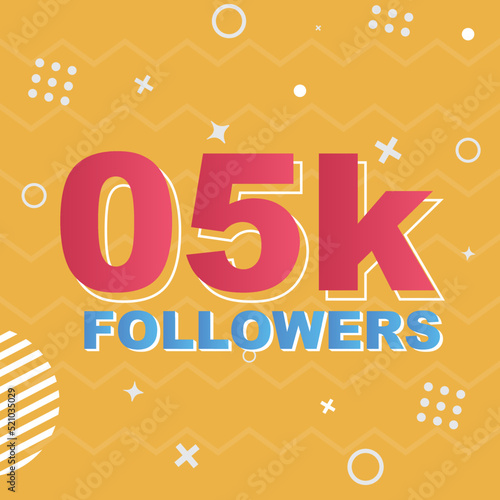 5k Followers Card Celebration Vector. 5000 Followers Congratulation Post Social Media Template. Modern colourful design.