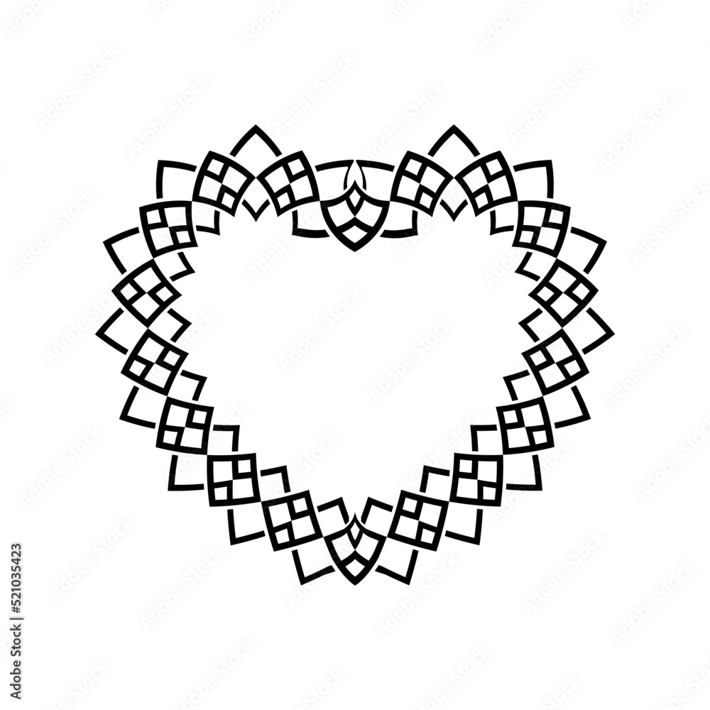 Tribal tattoo heart bread outline love vector stroke silhouette logo