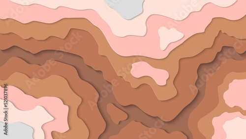Illustration papercut vector graphic of ground texture on hills. brown and pink style coloring. good for wallpaper, background, banner element, book cover, name card, social media content, etc.