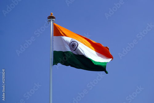 Beautiful Indian flag flying in the sky