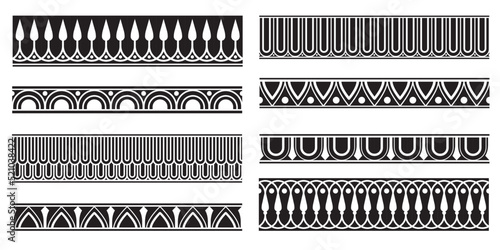 Decorative seamless borders vintage geometric design elements set