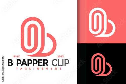 Letter B Papper Clip Logo Design, brand identity logos vector, modern logo, Logo Designs Vector Illustration Template