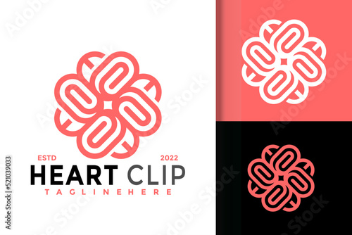 Heart Papper Clip Logo Design, brand identity logos vector, modern logo, Logo Designs Vector Illustration Template