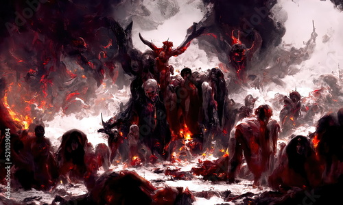 Canvas-taulu Purgatory, fire in hell