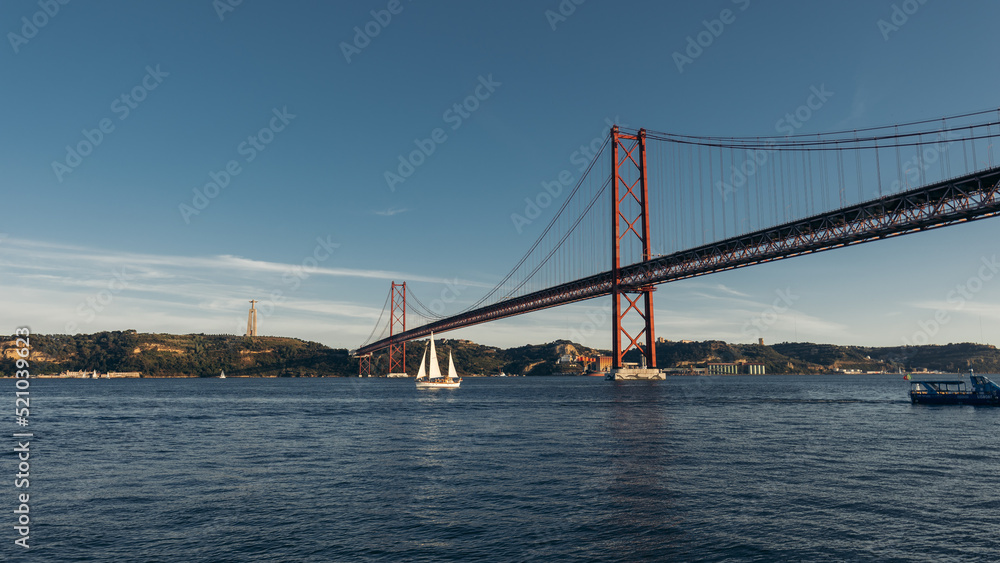 25 Abril Bridge in Lisbon at suset 25 Abril Bridge in Lisbon at suset