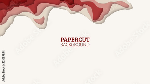 Illustration vector graphic of red valley texture E1. horizontal banner with 3D abstract background and paper cut shapes. good for business presentations, poster, invitation, book cover, etc.