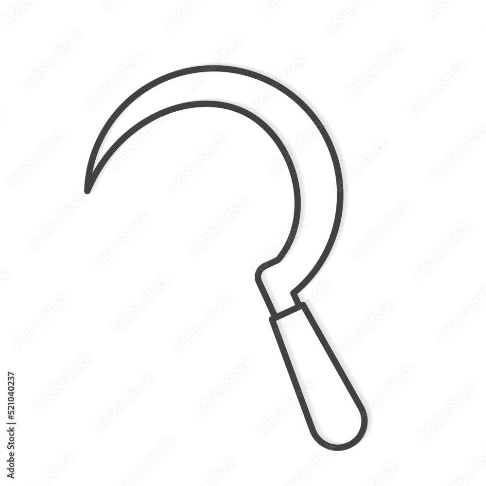 garden scythe, sickle blade outline icon- vector illustration garden scythe, sickle blade outline icon- vector illustration