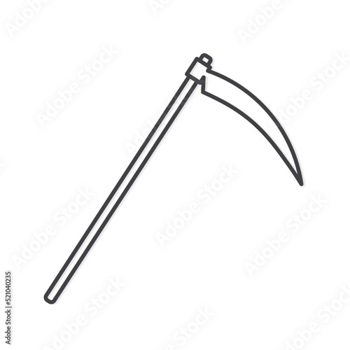 garden, Halloween scythe outline icon- vector illustration