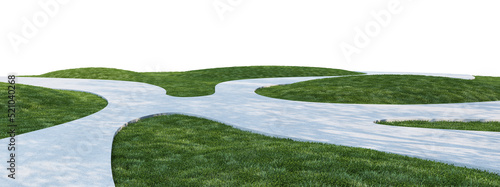 Concrete walkway and lawn on a white background.