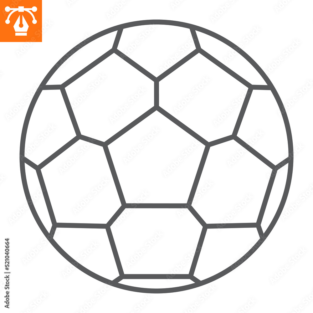 Soccer ball line icon, outline style icon for web site or mobile app, play and sport, football vector icon, simple vector illustration, vector graphics with editable strokes. Soccer ball line icon, outline style icon for web site or mobile app, play and sport, football vector icon, simple vector illustration, vector graphics with editable strokes.
