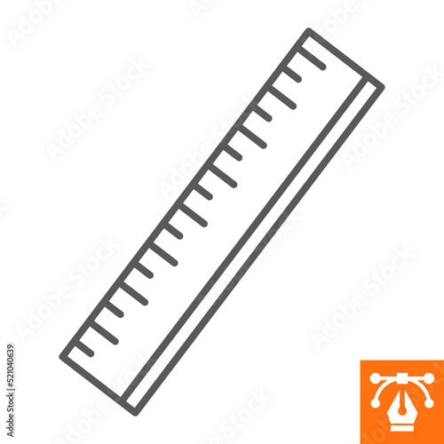 Ruler line icon , outline style icon for web site or mobile app, centimeter and instrument , measurement vector icon, simple vector illustration, vector graphics with editable strokes.