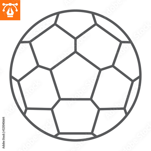 Soccer ball line icon, outline style icon for web site or mobile app, play and sport, football vector icon, simple vector illustration, vector graphics with editable strokes.