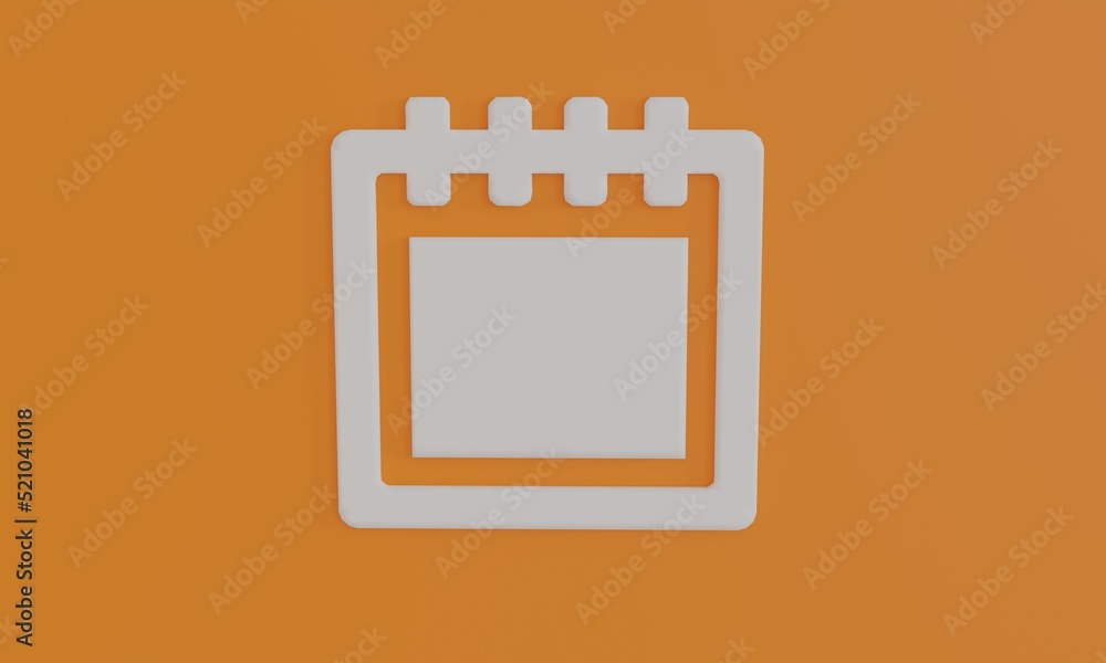 Minimal calendar symbol on orange background. 3D illustration. Minimal calendar symbol on orange background. 3D illustration.