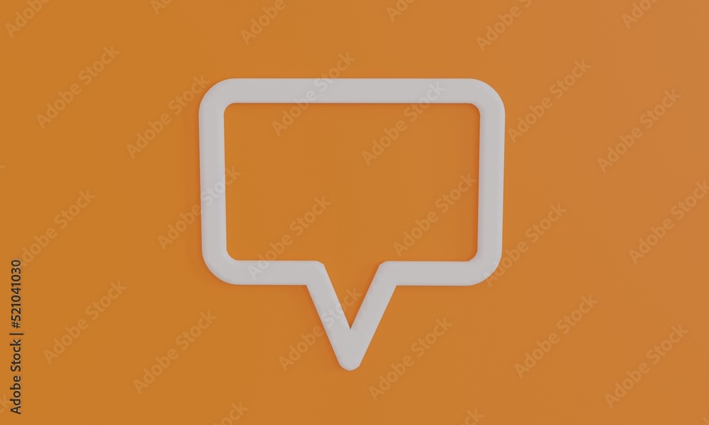 Minimal speak bubble symbol on orange background. 3D illustration. Minimal speak bubble symbol on orange background. 3D illustration.