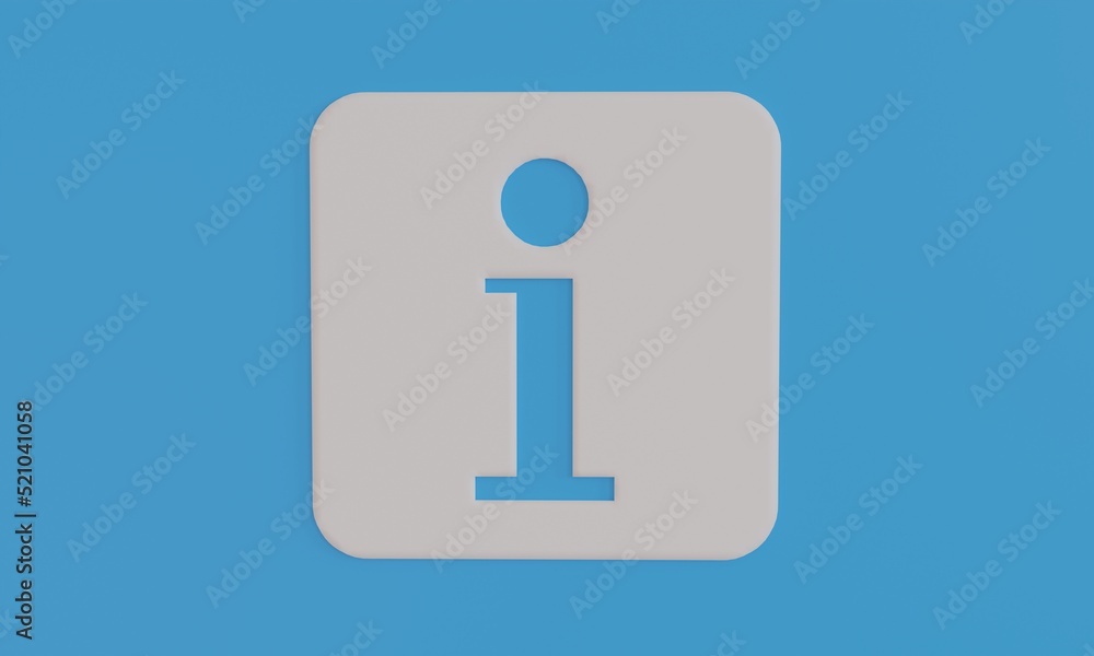 Minimal information icon symbol on blue background. 3D illustration. Minimal information icon symbol on blue background. 3D illustration.