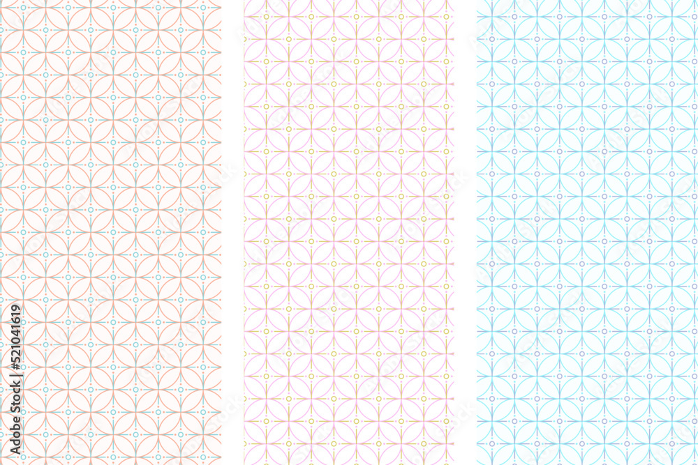 Thin elegant abstract pattern form by round and line with 3 different color combination. Geometric Background Vector.