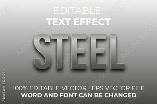 steel text effect, easy to edit