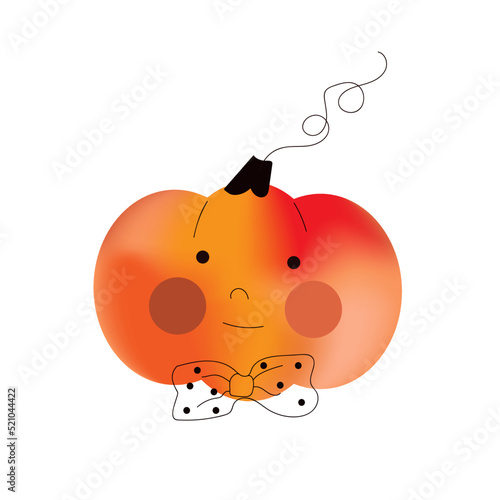 Pumpkins kawaii cute character cartoon  smiling face vegetable gourd happy emotions vector illustration.
