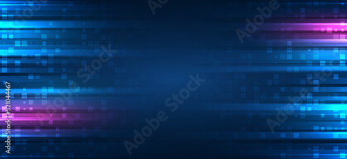 Abstract background with glowing dynamic lines, square, binary code. Futuristic red-blue stripes. Modern high-tech background for presentations and websites.