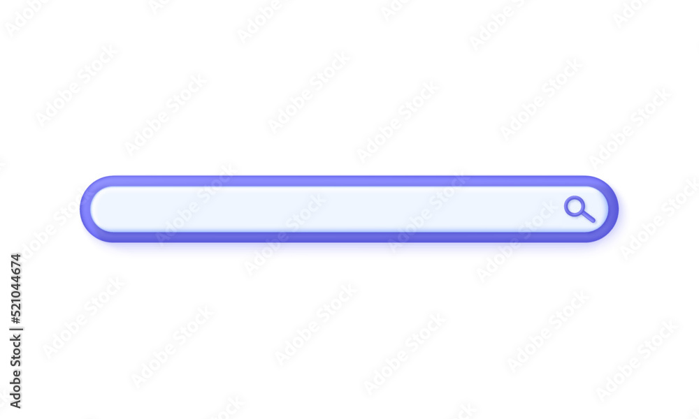 3D Search bar illustration. Navigation and search concept. Browser button for website and UI design. 3D Search bar illustration. Navigation and search concept. Browser button for website and UI design.