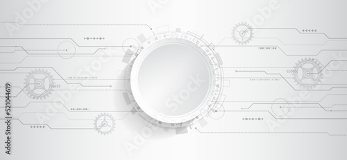 Gray and white futuristic background. Vector illustration template. Abstract innovation background from technological elements. Advanced communication technologies.