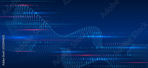 Blue background with various technological elements. Hi-tech computer digital technology concept. Abstract waves. Technology communication vector illustration.