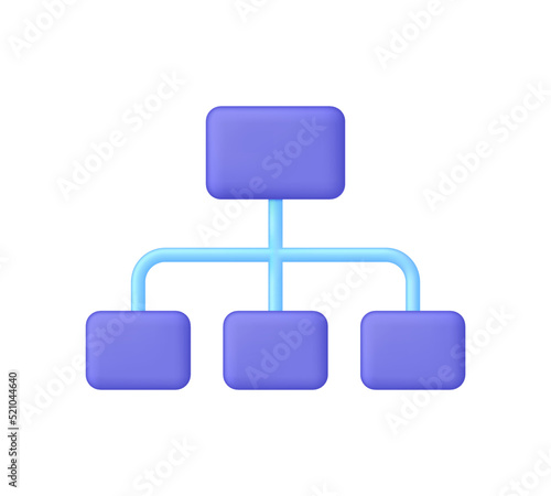 3D Hierarchy icon isolated on white background. Enterprise management subordinate structure. Delegating, assignment, distribution. Can be used for many purposes.
