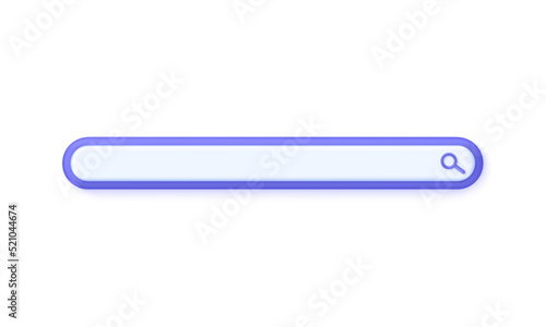 3D Search bar illustration. Navigation and search concept. Browser button for website and UI design.