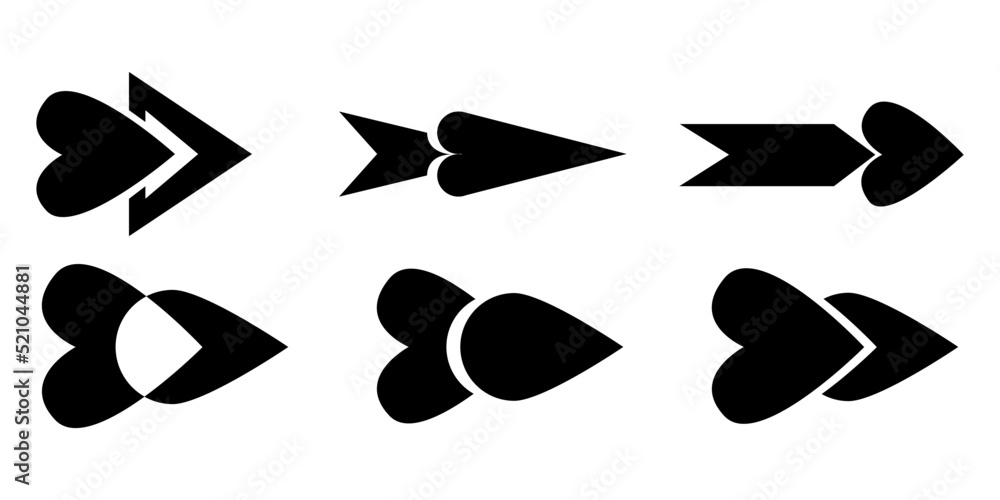 Vector black arrows on a white background in the form of a heart Vector black arrows on a white background in the form of a heart