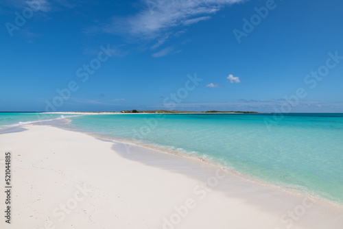Los Roques Archipelago, Venezuela, 07.30.2022: white tropical beach in Cayo de Agua  (Water Cay). © Giongi63
