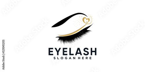 Eyelashes logo icon with modern beauty concept design Premium Vector
