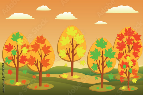 Simple and attractive background of leaves is an autumn background for the design of the composition of posters, postcards, stickers, decor, school decor, in orange tones. Leaves 