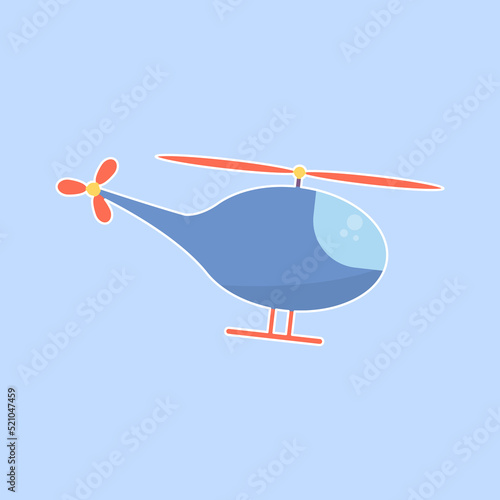 Catroon helicoper in flat style. Air transport in childlish style. Vector illustration photo