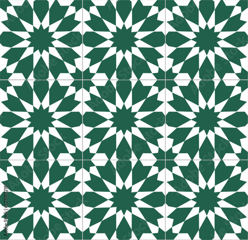 Islamic tiles. Mosaic with Islamic, Arabic, Indian, Turkish and Ottoman motifs. Vector in EPS
