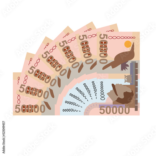 Dobra Vector Illustration. São Tomé and Príncipe money set bundle banknotes. Paper money 50000 Db. Flat style. Isolated on white background. Simple minimal design.