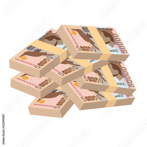Dobra Vector Illustration. São Tomé and Príncipe money set bundle banknotes. Paper money 50000 Db. Flat style. Isolated on white background. Simple minimal design.