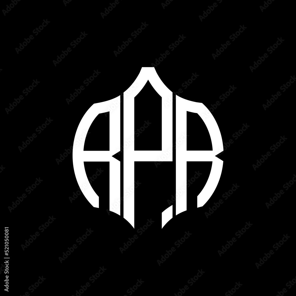 RPR letter logo. RPR best black background vector image. RPR Monogram ...