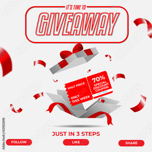 Giveaway steps for social media contest design concept