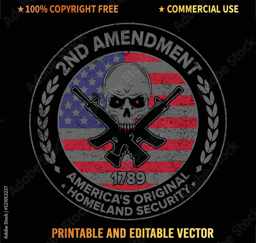 2nd Amendment America's Original Homeland Security Gun T-Shirt Vector Design.