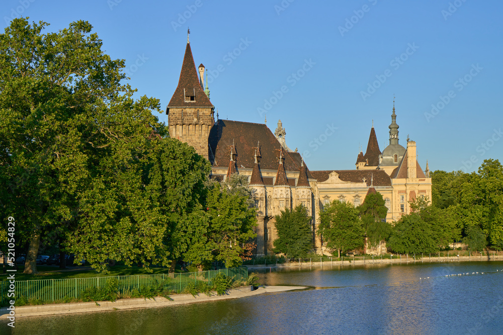 Obraz premium Vajdahunyad castle at Varosliget city park, Budapest, Hungary