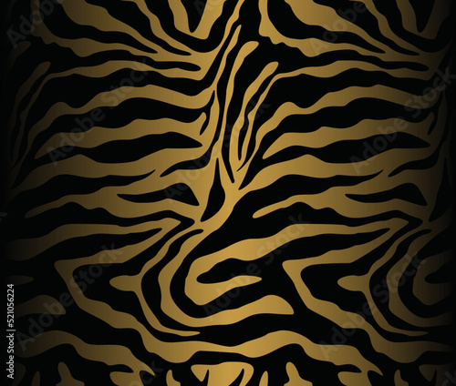 Zebra print vector seamless pattern, golden background, fashion illustration.