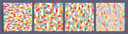 Modern Flat Isometric Backgrounds Set. Colorful Vector Texture with Boxes and Diamonds