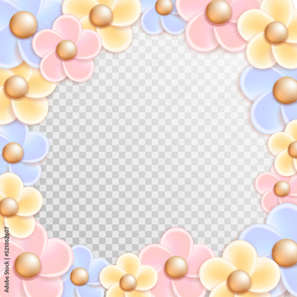Floral frame background. Vector illustration cartoon template for greeting card.