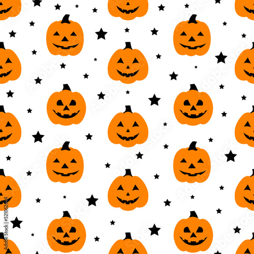 Seamless pattern pumpkin Halloween vector illustration