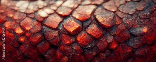 Texture of red dragon scales close up photo